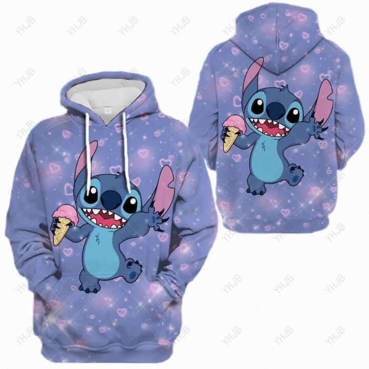 lilo-amp-stitch-เสื้อกันหนาวผู้หญิงเกาหลีขนาดใหญ่-hoodie-อะนิเมะ-kawaii-harajuku-คู่กับกระเป๋า-hooded-gothic-coat