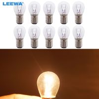 LEEWA 10pcs 10pcs DC12V Car BAZ15D/P21W/4W/1122 Clear Glass Lamp Brake Tail Bulb Car Indicator Halogen Lamp CA4276