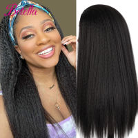 Bela Kinky Straight Headband Wigs For Black Women 24Inch Glueless Yaki Straight Synthetic Silky Hair Wigs For Daily Party Use