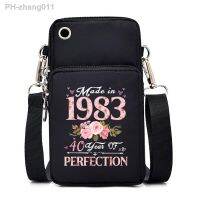 Made In 1983 40 Year of Perfection Print Mini Mobile Phone Bag Women Vintage Floral Crossbody Bags Birthday Purses and Handbags