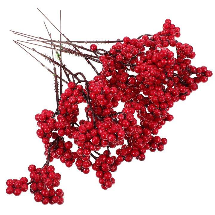 10pcs-sets-christmas-red-berries-stems-ornament-fake-snow-pine-branch-cone-berry-holly-xmas-tree-decoration-supplies-gift-decor