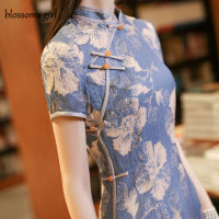 ผู้หญิงสไตล์จีนชุด cheongsam R Elegant Blue qipao cheongsam PLUS ขนาด3XL vestido จีนฤดูร้อนเสื้อผ้า qipao