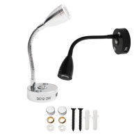 Black Silver DC12V 24V Touch Dimmable led Wall Lamp with Flex Neck and USB Output Socket, 3000K 6000K LED USB Reading Light