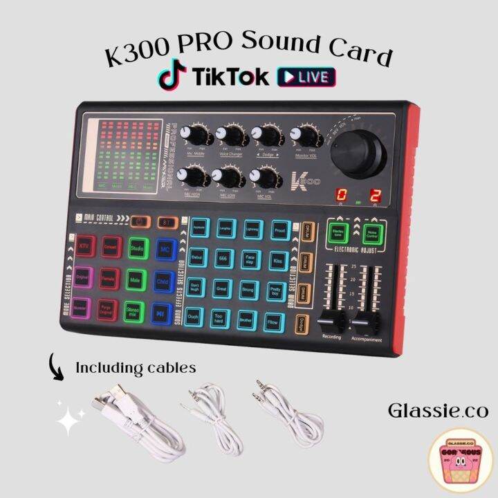 K300 Professional Live Sound Card External Voice Changer Audio Mixer
