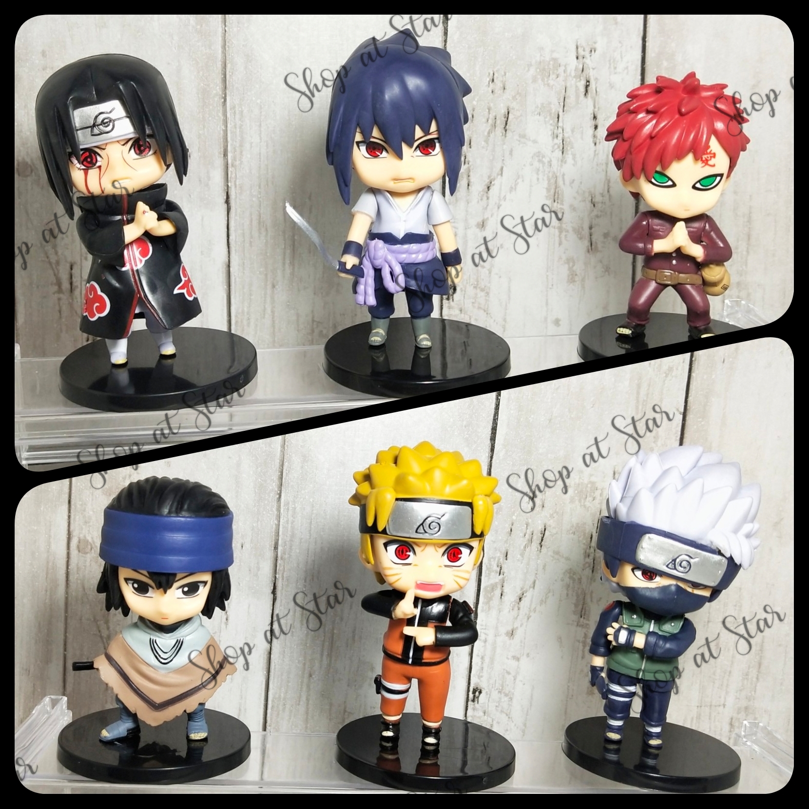 Kakashi Sasuke Gaara Namikaze Naruto 6pcs Cake Toppers Mini Action Figures Set 
