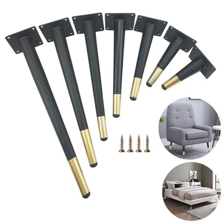 Wrought Iron Furniture Leg High Load Oblique Cone Black&Gold Sofa Legs with Screw 1pcs Lazada PH