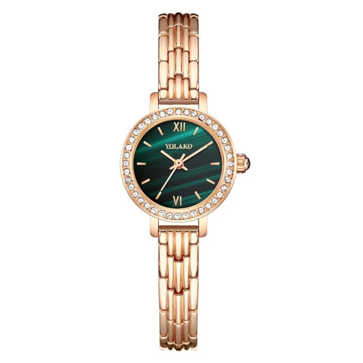 new-ladies-watch-diamond-case-round-women-watches-bracelet-watch-quartz-watch-student-casual-watch-small-green-watch-wristwatch