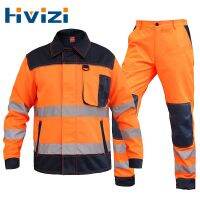 (Aixin)แจ็คเก็ตสะท้อนแสงทำงานเพื่อความปลอดภัยสำหรับกางเกง Hi Vis มองเห็นได้ชัดเจนชุดทำงาน