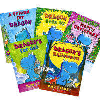 หนังสือ 5 เล่ม/ชุด Scholastic Dragon By Dav Pilkey English Picture Reading Story Book Set Comic Books For Children Ks