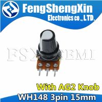 1sets WH148 3pin B1K B2K B5K B10K B20K B50K B100K B250K B500K B1M Potentiometer 15mm 1K 2K 5K 10K 20K 50K 100K 500K 1M +AG2 Knob WATTY Electronics