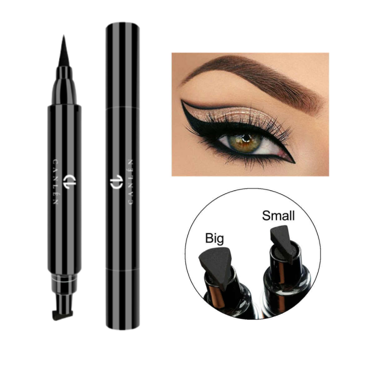 Eye stamp Pensil alis + Eyeliner 2 in 1 Berkepala ganda Cetakan Alis Tahan Air Tahan Lama pinky
