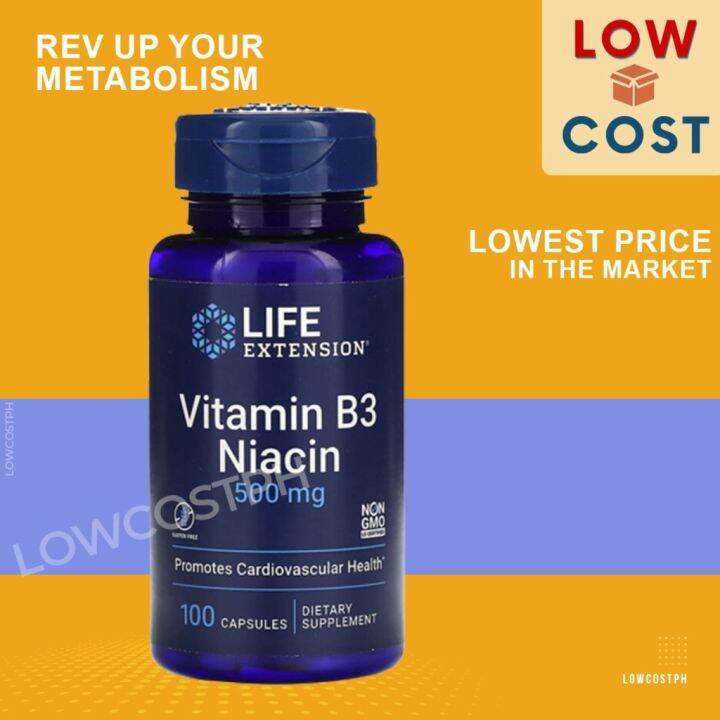 Low Cost PH Life Extension Vitamin B3 Niacin 500 mg 100 Capsules