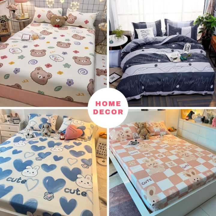 Bộ chăn ga gối 4 món cotton poly HOME DECOR 1m6, 1m8 gồm 2 vỏ gối ...