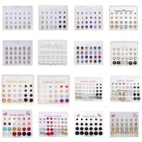 【DT】hot！ 12pairs Simulated Earrings Sets Colorful Round Ear Stud Wedding Jewelry