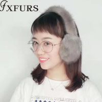 ใหม่100 ทั้ง Mink Fur Earmuffs ฤดูหนาวผู้หญิง Warm Plush Big Fox Fur Ear Muff สาวรัสเซียนุ่มจริง Mink Fur Earflap