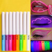 Professional Shiny Colored Eye Liner Cosmetics Women Pigment Neon Makeup Liquid Glitter UV Eyeliner Fluorescence Beauty Make Up