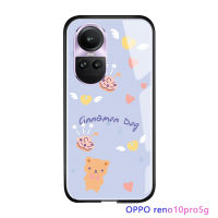 ปากกาสำหรับ OPPO Reno10 Pro 5G หรูหรา INS ญี่ปุ่นและเกาหลีดอกไม้นำโชคเคสมันวาวกระจกเทมเปอร์ปลอกเคสประกบหลังแบบแข็ง