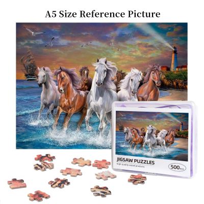 Horses On The Seashore Wooden Jigsaw Puzzle 500 Pieces Educational Toy Painting Art Decor Decompression toys 500pcs