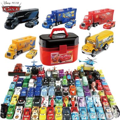 ❆▦℗ carros relâmpago mcqueen jackson tempestade mack tio caminhão diecast modelo de carro brinquedo crianças presente aniversário armazenamento caixa 1:55