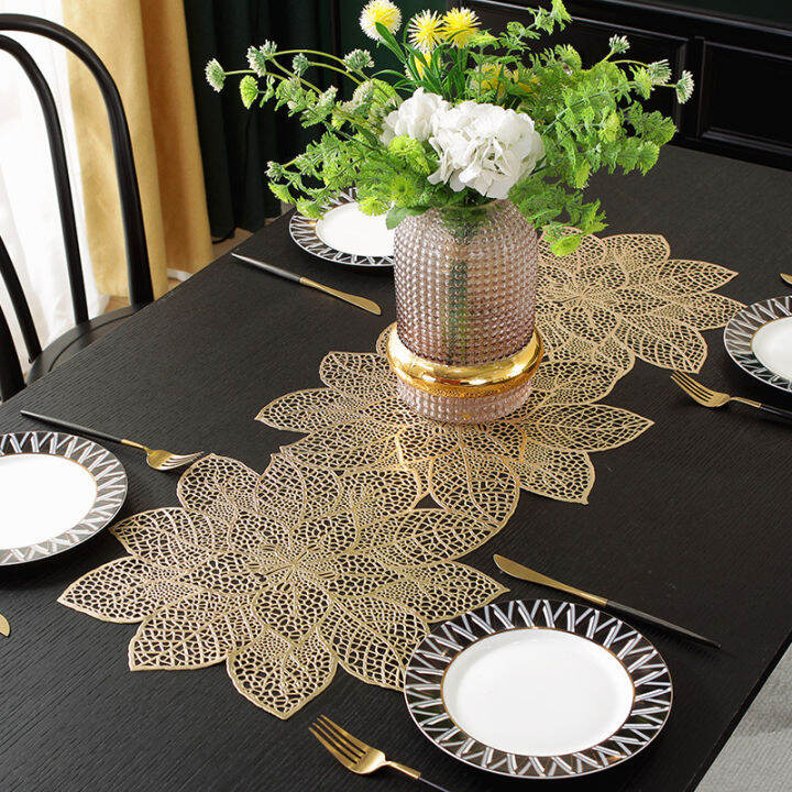 Center Table Runner 4 seater Waterproof PVC Table Runner Placemat Gold