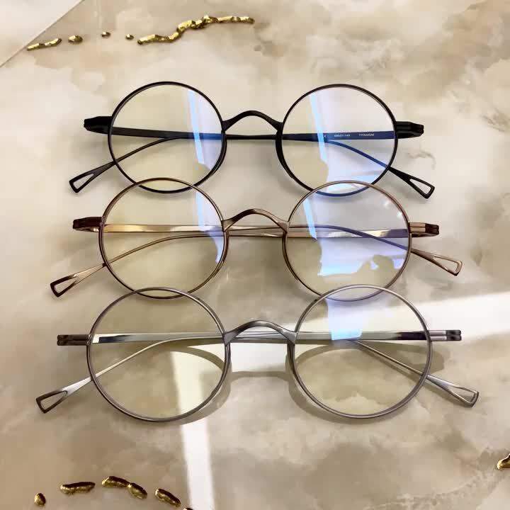 Vintage Titanium Glasses Frame Men Korean Round Optical Myopia