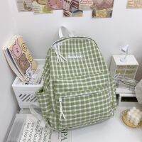 【Lanse store】Fashion Plaid Canvas Women  39;s Backpack Student School Fresh Teenager Girl Kawaii Laptop Bookbag Large Capacity Bag Trendy