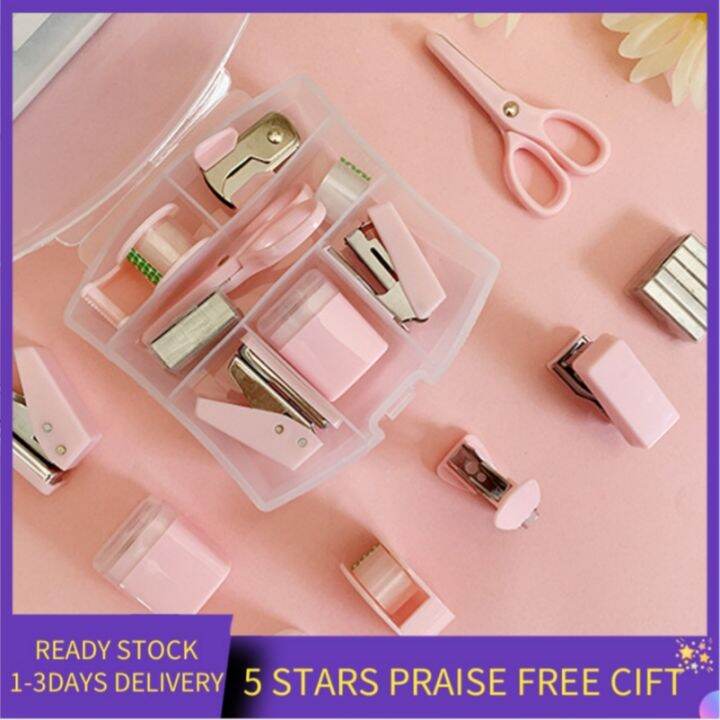 [COD]Mini Stapler Staple Punch Hole Tape Machine Set Ins Korean