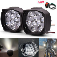 2PCS ไฟหน้ารถจักรยานยนต์1000LM Spotlight พร้อมสวิตช์โคมไฟเสริมสำหรับ Yamaha XSR 700 900 TDM 900 YBR 125 YZF R15 XT660