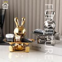 ⚡FT⚡Creative Lucky Bunny Key Storage Tray Decorations Entrance Living Room Home Decoration Home Relocation Gift