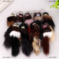 pime MALL จำลอง Fox FUR Pompon พวงกุญแจสัตว์เมาส์พวงกุญแจรถแขวนพวงกุญแจ