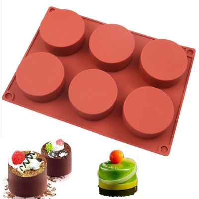 6 Cavity Round Silicone Cake Mold Pastry Baking Round Jelly Pudding Soap Form Ice Cake Decoration Tool Disc Bread Biscuit Mould
