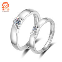 Lionbox แหวนคู่เงินแท้หัวใจถึงใจ ปรับขนาดได้ แหวนคู่รัก เรียบหรู ของขวัญ ผู้หญิงและผู้ชาย Silver Jewelry Gift (blx-0010)