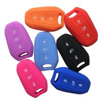 dvvbgfrdt 3 Buttons Bag Silicone Cap Car Key Cover for Peugeot 2008 308 508 3008 408 4008 Case Car Key Silica Gel Fob Protector Holder Set