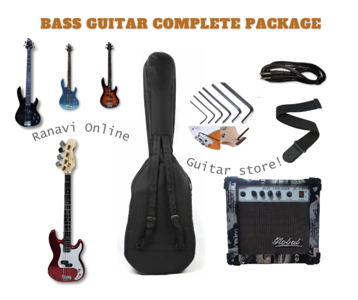 Bass Guitar Package with 15 Watts Amplifier and Accessories Lazada PH