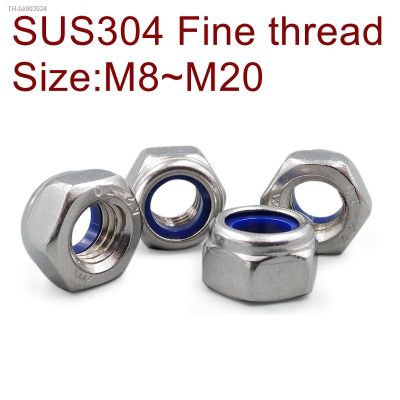 ✗ Fine thread Stainless Steel DIN985 Lock nut Nylon lock nuts M6 M8 M10 M12 M14 M16 M18 M20 SUS304 Locking nut Self lock nut