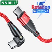 Nbili 180 ° ไฟ LED หมุนได้อย่างรวดเร็วชาร์จ USB C To Type C สาย PD 100W สายชาร์จเร็วสำหรับ Xiaomi POCO Macbook Huawei สาย Samsung