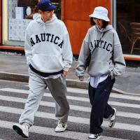 Original NAUTICA480g hooded sweater letter embroidery round neck loose hoodie NAUTICAcityboy