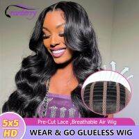 Wear And Go Glueless Wigs 5x5 HD Transparent Pre Cut Lace Human Hair Wigs For Women P4/27 Highlight Body Wave Lace Closure Wig Wig  Hair Extensions Pa