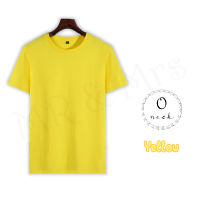เสื้อยืดคอกลมสีพื้น เสื้อยืดสีพื้น เสื้อยืดคอกลม เสื้อคอกลม T-Shirt ผ้าCotton (สีเหลือง)