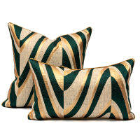 Medicci Home Patchwork Cushion Cover Emerald Green Gold Big Wave Patterns Modern House Ho Decoration Pillow Case 50x50cm