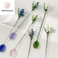 DELICACY ช้อนส้อม เอสเปรสโซ ทนความร้อน เครื่องมือกวน โปร่งใส ลิลลี่แห่งหุบเขา เครื่องกวน ช้อนชา ที่ตักกาแฟ ที่ตัก