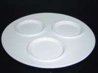 4 Pieces/ 4 ชิ้น - HPD1206-09G 3 Compartment Round Tapas Plate D22cm จานกลมมีหลุม/จานใส่ขนม