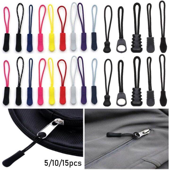 5-10-15pcs-zipper-pull-puller-end-fit-rope-tag-fixer-zip-cord-tab-replacement-clip-broken-buckle-travel-bag-suitcase-tent