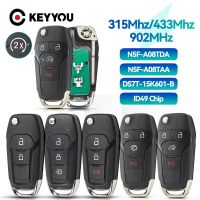 KEYYOU รีโมทปุ่มควบคุม Fob 2/3/4ปุ่ม315 433 902 Mhz N5F-A08TAA ID49สำหรับฟอร์ดเอสคอร์ทฟิวชั่นรุ่น Explorer Ranger 2013-2016