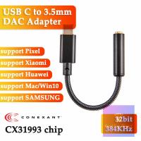 【อเนกประสงค์】 CX31993 USB Type C DAC เครื่องขยายเสียงหูฟังที่มีเอาท์พุท3.5มม. อินเตอร์เฟซเสียง DAC อะแดปเตอร์เสียงชิปถอดรหัสแอมป์หูฟัง