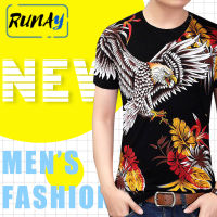 RUNAY ผู้ชายนกอินทรีโผบิน3Dการพิมพ์เสื้อยืดสตรีวัสดุนุ่มเสื้อลำลองผู้ชายกีฬาเสื้อยืด