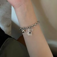 Ladies New Cartoon Transparent Three Dimensional Bear Accessories Beaded Bracelet Soft Girl Sweet Simple Bear Pendant Necklace