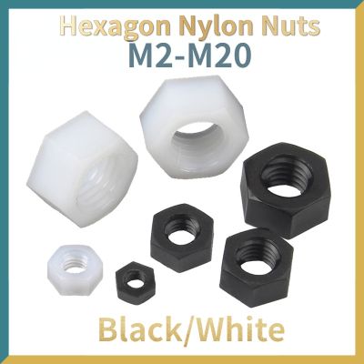 5-50pcs White Or Black Plastic Nylon Hex Hexagon Nut DIN934 M2 M2.5 M3 M4 M5 M6 M8 M10 M12 M14 M16 M18 M20 Nails Screws Fasteners