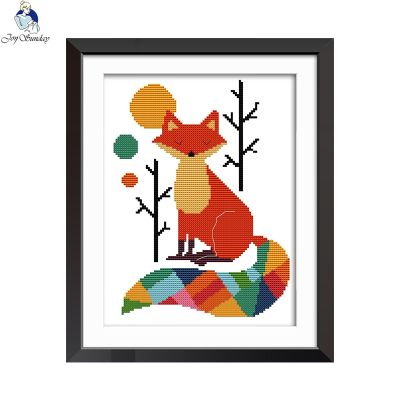 ₪۞ Needlework DIY DMC Cross stitch Sets For Embroidery kits Seven color fox Patterns Counted Cross-Stitching Home Decoration
