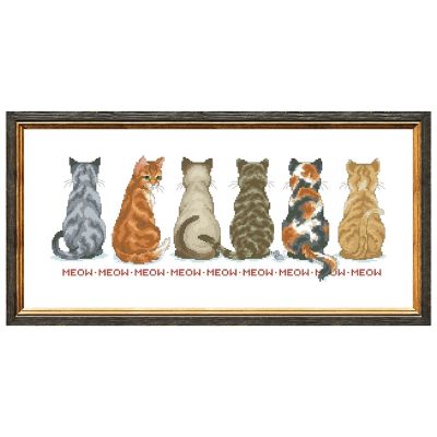 【CC】 Back view of a row cats cross embroidery kit cartoon design 18ct 14ct 11ct unprint Cross-stitch needlework